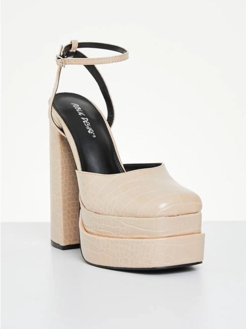 Never worn Moonchild closed toe statement platform heel - stone croc
